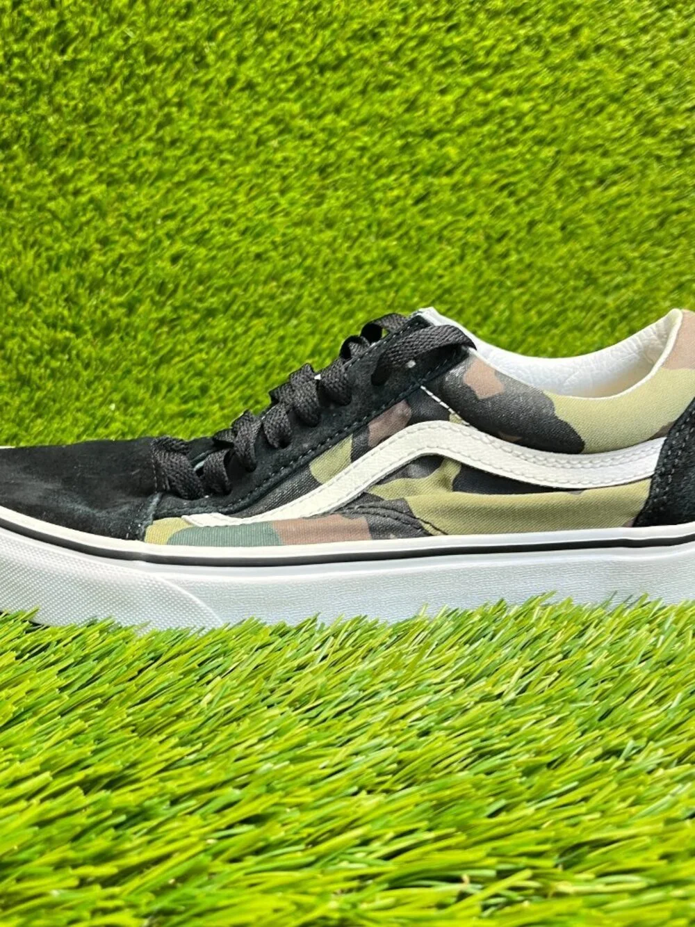 Vans Old Skool Woodland Camo Womens Size 9 Black Casual Skate Shoes Sneakers